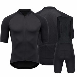 Maillot de cyclisme à manches courtes pour homme, bleu, color-block, respirant, séchage rapide, coupe active extensible, matière Spandex Polyester - Product Image 3