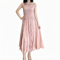 Robe plissée Miyake de luxe pour femme, décontractée, mi-longue, en dentelle florale 3D, avec corsage en crochet, transparente, écologique, coupe trapèze de haute qualité