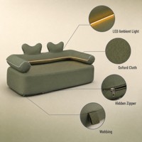 Canapé gonflable automatique moderne pour l'extérieur, double, pliable, avec pompe à air intégrée, housse en tissu Oxford amovible et portable, avec LED