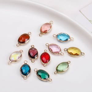 Lunette en laiton plaqué or 18 carats <span class=keywords><strong>connecteur</strong></span> de pierre de naissance ovale <span class=keywords><strong>breloque</strong></span> pour boucles d'oreilles Bracelet collier fabrication de bijoux composants accessoire - Product Image 1