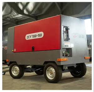 Zhigao Mesin Diesel 15bar Kompresor Udara Sekrup Kompresor Udara dengan Roda untuk Mesin Bor Sumur Air
