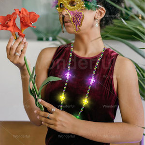 Mardi Gras Iris Bead Mặt Dây Chuyền LED Phát Sáng Nhựa Vòng Cổ Nhấp Nháy Ánh Sáng Đảng Giáng Sinh Trang Trí Lễ Hội Tổ Chức Sự Kiện Quà Tặng - Product Image 6