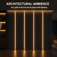 Kit d'éclairage mural en silicone noir LED néon 1313 certifié UKCA RoHS CE FCC, émettant de la lumière par le haut, blanc chaud 3000K, rouleau de 2,4 m pour lattes de bois