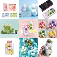 Benutzerdefiniertes Logo 14-teiliges Make-up-Schwamm-Set Latexfreie Kosmetik-Puderquasten Gesichts-Make-up-Schwämme mit Flasche