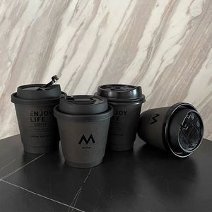 <b>Disposable</b> Black 8oz 12oz 16oz 20oz 24oz Coffee <b>Cups</b> Double Wall <b>Cup</b> Custom logo Compostable Takeway - Product Image 1