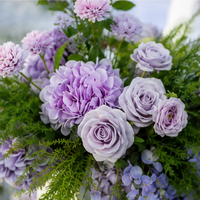 Centre de table en fleurs artificielles en soie TUOYI pour mariage et Noël, fleurs blanches et violettes mélangées faites à la main, toucher réaliste et naturel