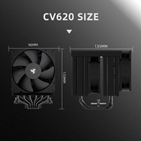 FEZCOOL CV620 Refroidisseur de processeur compact à double tour avec écran LCD, refroidissement liquide, 6 caloducs, roulement fluide, liaison cuivre-aluminium, compatible ARGB