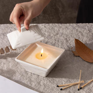 Porte-bougie carré en céramique personnalisé avec couvercle pour la décoration de la maison et les cadeaux DD0965 - Product Image 5