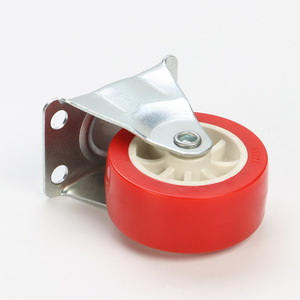 2.5 Inch Red Pvc Caster Wheels Flatbed Directional Fixed For Canteen Trolleys Bolt Hole Type 2.0 Mm Top Plate - Product Image 3