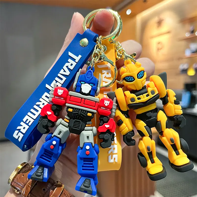 Gantungan Kunci kartun Film Transformerse OptimusPrime bumblebees robot gantungan kunci silikon rantai kunci mobil liontin tas gantungan kunci Frien