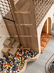 Cama litera de estilo medieval con base secreta y red de cuerda, diseño de madera maciza de dos pisos para apartamentos pequeños, casa de juegos para niños - Product Image 2