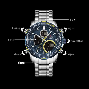 Reloj luminoso <span class=keywords><strong>NAVIFORCE</strong></span> <span class=keywords><strong>9182</strong></span> de alta calidad para hombre, cronógrafo de doble pantalla, reloj de pulsera de cuarzo para hombre, reloj Masculino con fecha - Product Image 5
