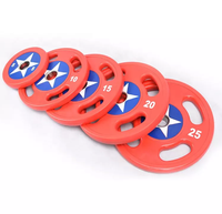 Pelat Bumper BLD Captain America 50mm untuk Lubang 4-Hole Grip CPU+Konstruksi Baja Anti-Selip Tahan Lama Portabel untuk Gym Komersial