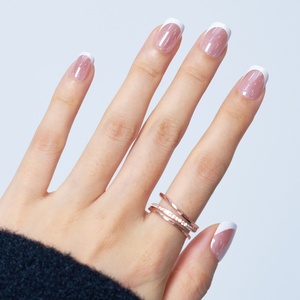 32 <span class=keywords><strong>faux</strong></span> <span class=keywords><strong>ongles</strong></span> courts carrés à pointe française, effet chatoyant nude œil de chat, brillants, prêts à poser, pour manucure quotidienne - Product Image 4