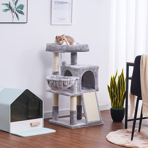 <span class=keywords><strong>Arbre</strong></span> à <span class=keywords><strong>chat</strong></span> moderne et abordable en peluche grise avec structure d'escalade, tour d'activités en corde de sisal et grande maison de jeu <span class=keywords><strong>pour</strong></span> chats de grande taille - Product Image 5