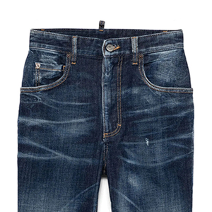 غسول نسائي متوسط الخصر ثنائي التمدد باللون الأزرق الداكن شعار مخصص مناسب للضيق جيد التهوية وصديقا للصيف جينز غير رسمي مثير - Product Image 3