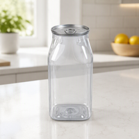 EN STOCK – Nouveau style – Bouteille transparente en PET de 500 ml (16 oz) avec couvercle à anneau facile à ouvrir pour boissons gazeuses et café