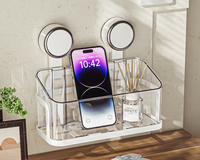 Étagère murale multifonctionnelle en plastique PP, amovible, à ventouse, pour rangement cosmétique, sans perçage, pour salle de bain