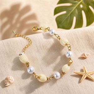 Pulsera de Cadena de Eslabones Dorados <span class=keywords><strong>con</strong></span> Dijes Pikake y Perlas Blancas y Negras, 4 Tamaños Disponibles, Joyería Hawaiana, Accesorio de Muñeca para Mujer - Product Image 5