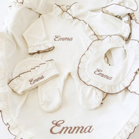 Vêtements pour bébé fille à volants personnalisables avec monogramme, tenues de sortie de maternité, ensemble cadeau personnalisé en coton pour nouveau-né, grenouillère pour nouveau-né fille