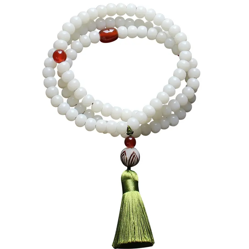 Creatieve Gift Witte Bodhi Wortel 108 Witte Jade Bodhi Boeddha Kralen Etnische Stijl Armband