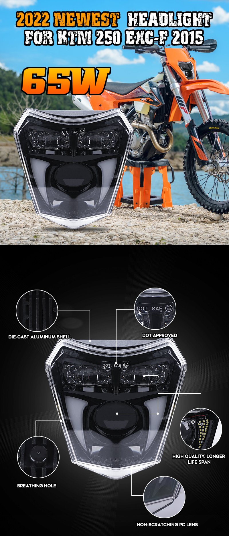 Ktm ExcSxfデイライトランニングライトMxエンデューロ用