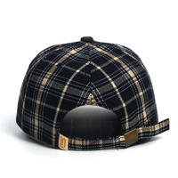 Casquette de baseball à carreaux personnalisée avec broderie de lettres gothiques en point de chaînette, visière en daim bicolore, style Dad Hat pour hommes, streetwear