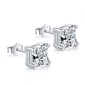 Pendientes de Plata de Ley 925 con Circonita Cúbica 5A Cuadrada, Hipoalergénicos, Resistentes al Deslustre, Chapados en Rodio, de Dylam Luxury - Product Image 1