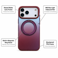 Coque Holographique Dégradée IMD pour iPhone 15 Pro Max avec Anneau Magnétique Pliable, Support de Chargement Sans Fil, Translucide, OEM ODM