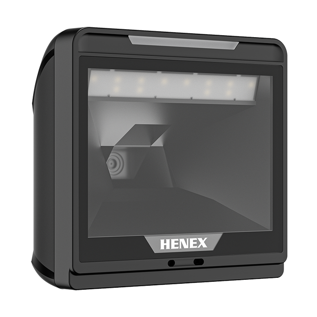 HENEX 2D Desktop Barcode Scanner, Omnidirectional Hands-Free Wired USB Big Barcode Reader Screen Barcodes Scanning Auto Sense