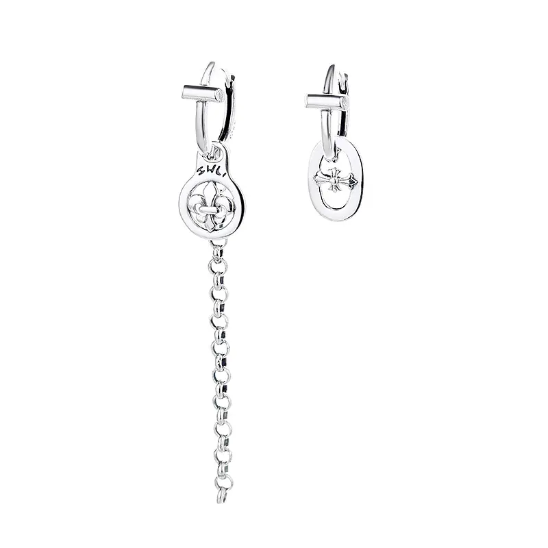 Custom High-End Jewelry S925 pure silver 925 long tassel hollow out cross earrings For women