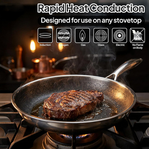 High Quality Modern Non-stick Cooking <b>Pots</b> <b>Set</b> Glass Cover Honeycomb Design 3 Layers Triply Stainless Steel Cookware <b>Set</b> - Product Image 5