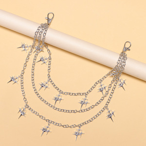 Chaîne de pantalon tendance étoile scintillante, chaîne de taille multicouche en métal, chaîne de corps décontractée à la mode, argent tibétain - Product Image 4