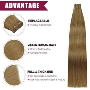 Puddinghair Vente d'usine Extensions de cheveux Remy double tirage à bandes adhésives Vierge ultra-lisses # 8 Extensions de cheveux humains à bandes adhésives - Product Image 3