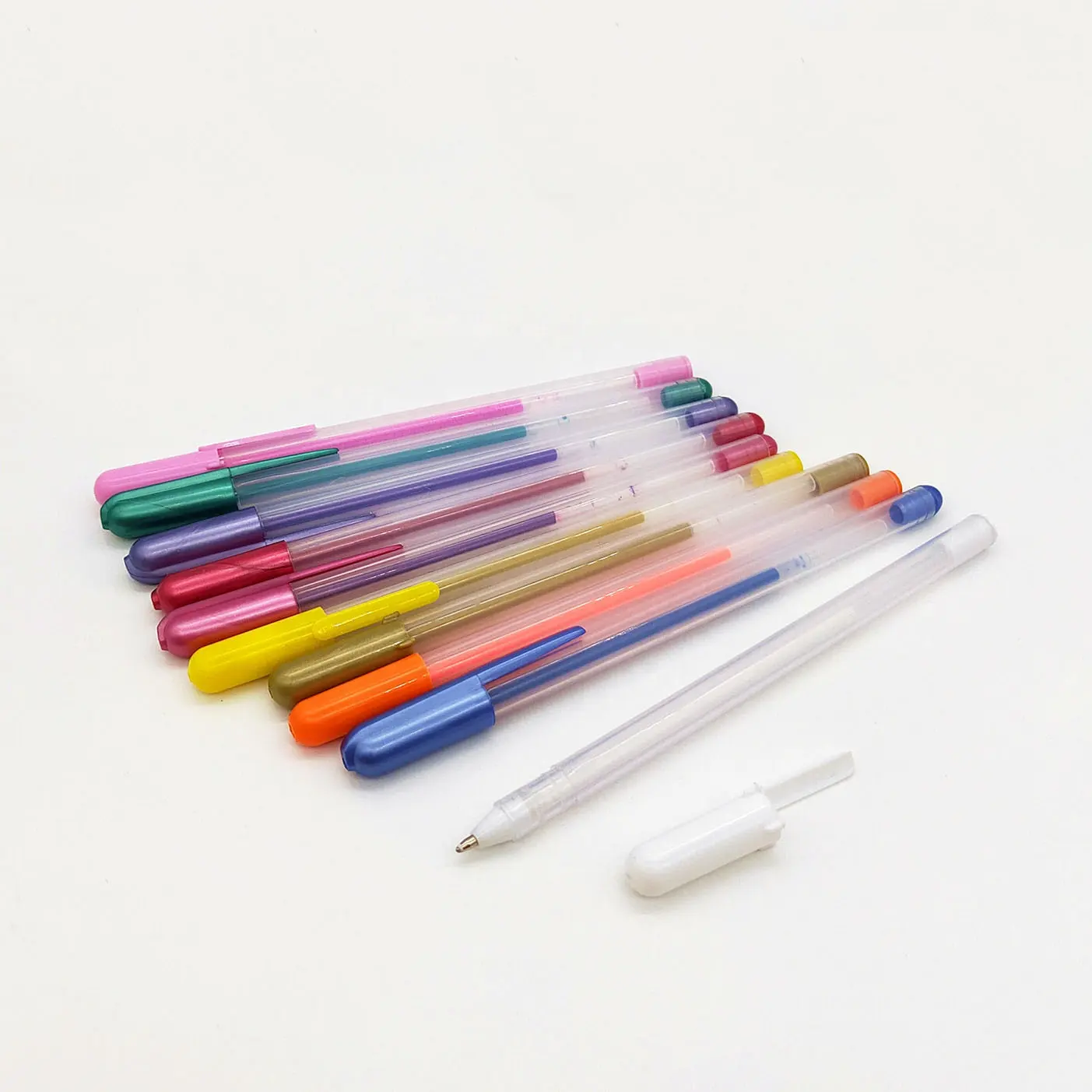 Custom Kleur Gel Pen Plastic Plot Melkachtige Coloring Zilver Roze Wit Slim Gel Inkt Schrijven Pen Set Neon Gel Pen met Logo 0.5 Mm