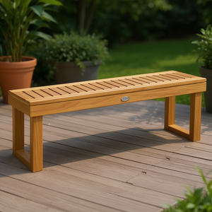 Panca da Patio in Legno di Acacia 52 Pollici con Seduta a Doghe, Arredo da Esterno Design Contemporaneo Stile Moderno - Product Image 2