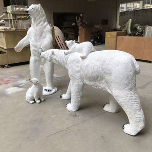 Ours polaire grandeur nature en fibre de verre, décoration de Noël d'extérieur, sculpture en résine populaire, accessoires avec motif de modèle d'ornements animaux - Product Image 3
