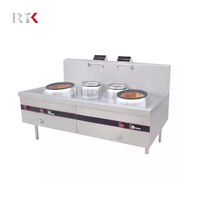 Équipement de restaurant commercial RuiTai Réchaud industriel en acier inoxydable GPL 2-Wok avec brûleur Wok chinois Réchaud à gaz en fer