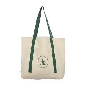 Bolso de mano de algodón de diseñador grande de viaje promocional, estampado de logotipo personalizado, lavable, duradero, bolso de lona para compras