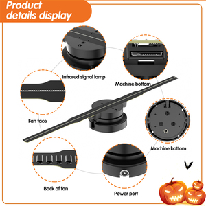 <span class=keywords><strong>Projecteur</strong></span> d'hologramme 3D pour <span class=keywords><strong>Halloween</strong></span>, ventilateur LED, affichage animé de 42cm avec carte SD pour l'éducation et la publicité en intérieur, fourniture OEM - Product Image 6