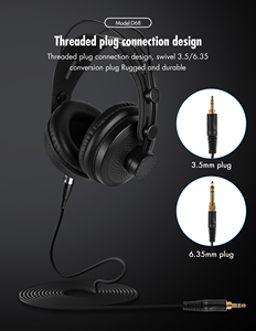 D68 pliable sur l'oreille Studio DJ moniteurs casque de musique <span class=keywords><strong>filaire</strong></span> pour l'enregistrement Podcast guitare surveillance pour la Production musicale - Product Image 5