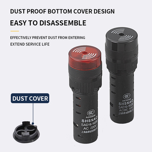 SHSNAO 闪光蜂鸣器 AD16-22SM 交流/直流 220V 多电压 IP55 等级 塑料 LED 声光报警器 带螺丝端子 - Product Image 5