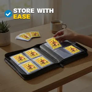 <span class=keywords><strong>Classeur</strong></span> de cartes à collectionner haut de gamme bleu imperméable personnalisé à 4 pochettes pour le rangement de cartes TCG - Product Image 6