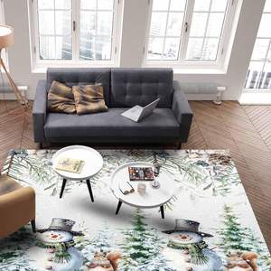 Noël bonhomme de neige tapis hiver arbres de noël et écureuil flocon de neige tapis antidérapant ensemble pour chambre salon décor à la maison - Product Image 5