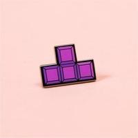 Pin's en émail personnalisé en forme de bloc de jeu, badge de jeu rétro, puzzle, jeu vidéo classique, bouton d'oreille, en métal noir, pour sacs et chapeaux