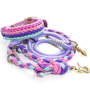 Venta al por mayor de lujo perro collar Correa conjunto Extra ancho doble Paracord con cómodo mango Guero manos libres para perros - Product Image 4