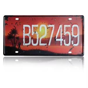 Logo personnalisé vendable impression publicité motif Vintage permis <span class=keywords><strong>de</strong></span> <span class=keywords><strong>voiture</strong></span> pour la décoration <span class=keywords><strong>de</strong></span> plaque d'immatriculation en aluminium <span class=keywords><strong>de</strong></span> <span class=keywords><strong>voiture</strong></span> - Product Image 1