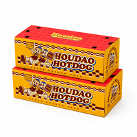 Boîte à hot-dogs jetable en papier, personnalisée, pour emporter, emballage alimentaire, boîte rétro à motif de dessin animé pour restaurant, snack-bar