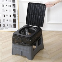 Toilettes portables, toilettes de camping, pot de toilette extérieur en plastique PP pour adultes avec couvercle, commode pliable pour le camping, le camping-car, la pêche, les situations d'urgence