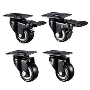 Kleine, robuste 1,5-Zoll-Niedrigprofil-Lenkrolle aus schwarzem Nylon mit Doppelrad für Serverschrank-Bewegungszubehör - Product Image 1